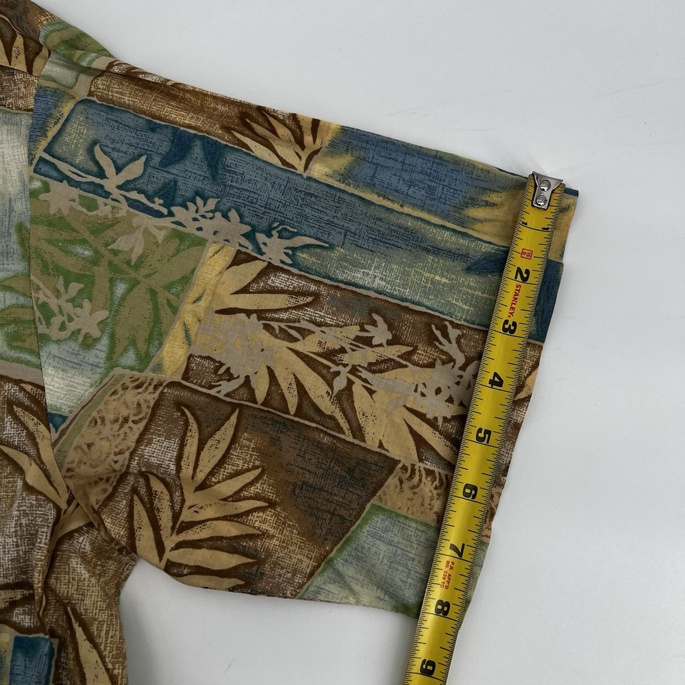 Vintage 90s Tori Richard Honolulu Hawaiian Shirt L Cotton Lawn Patchwork Floral - Picture 7 of 16